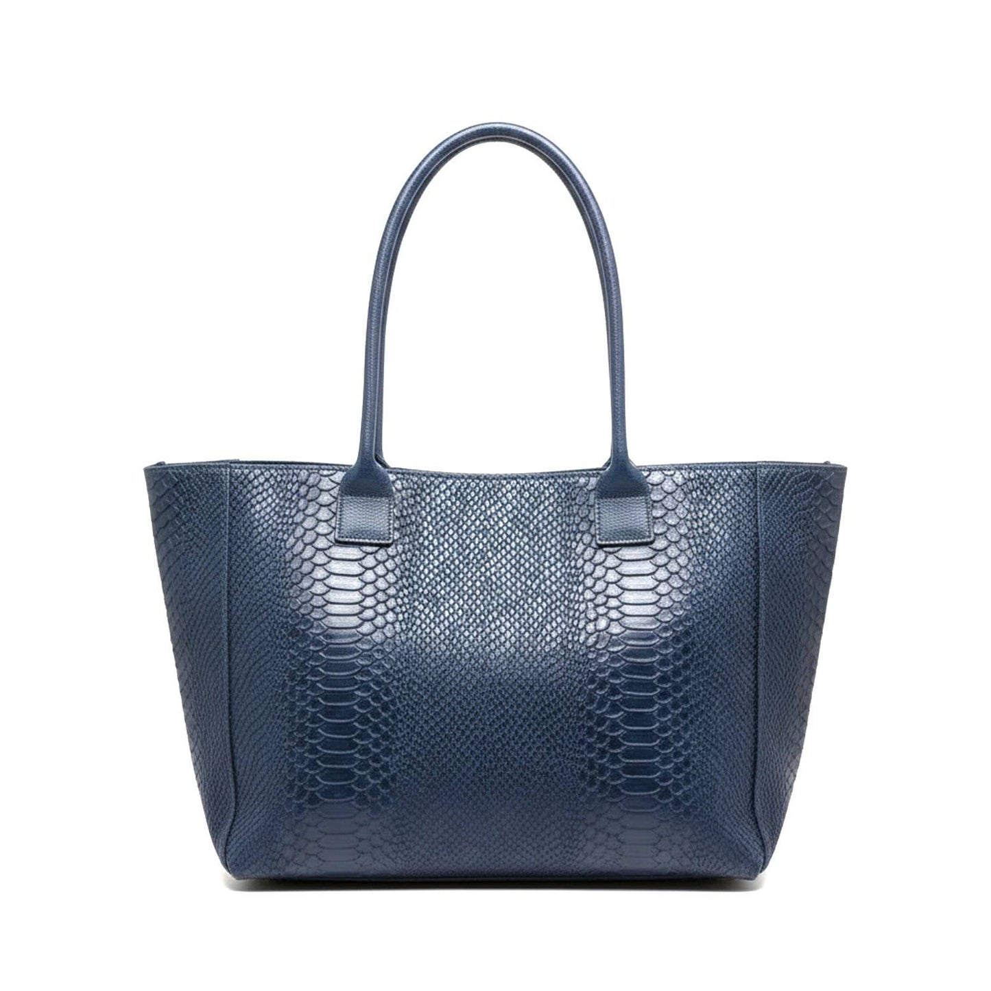 LOLA – Italian Python-Embossed Leather Bag – Navy