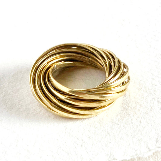 Brass ring intertwined 12 band infinity bisjoux