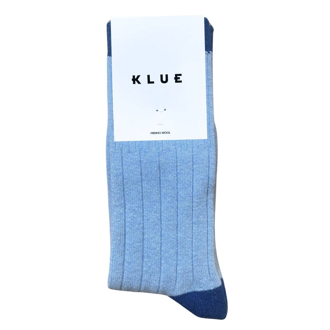 KLUE merino wool banded socks | Grey and blue