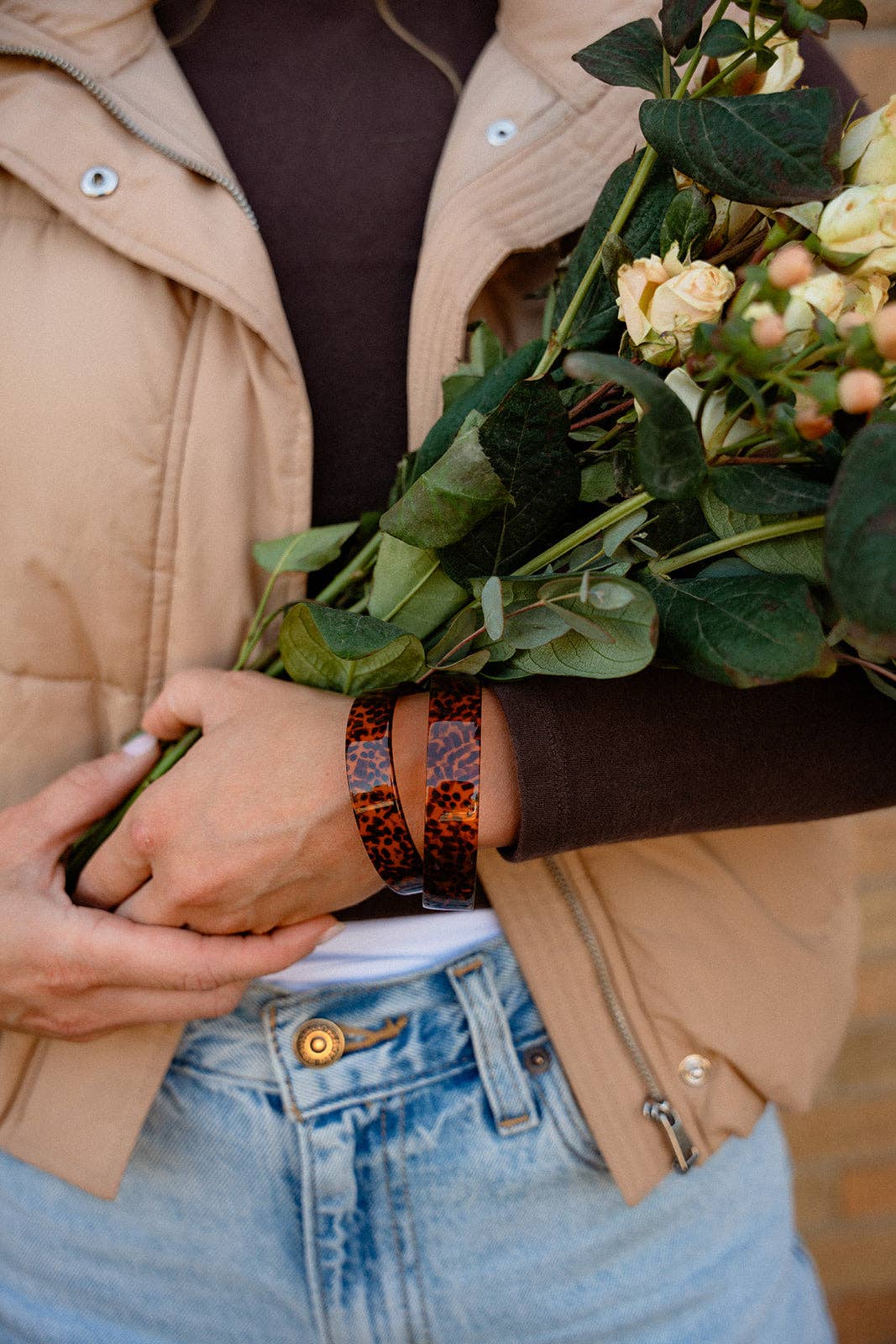 Brynn Bracelet - Amber Dot - Standard // Acrylic Cuff Bangle