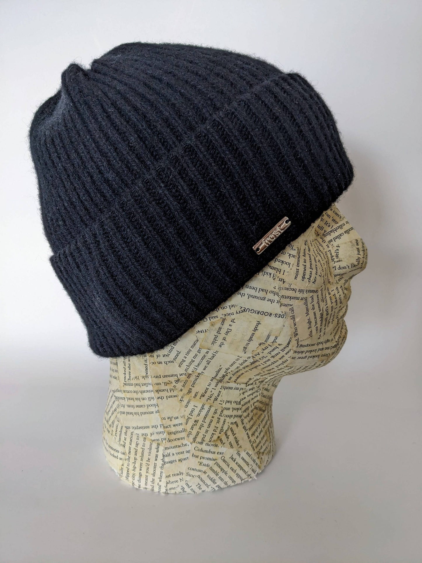 Cashmere Merino Knitted Beanie Rolled Cuff Snug Fit Hat