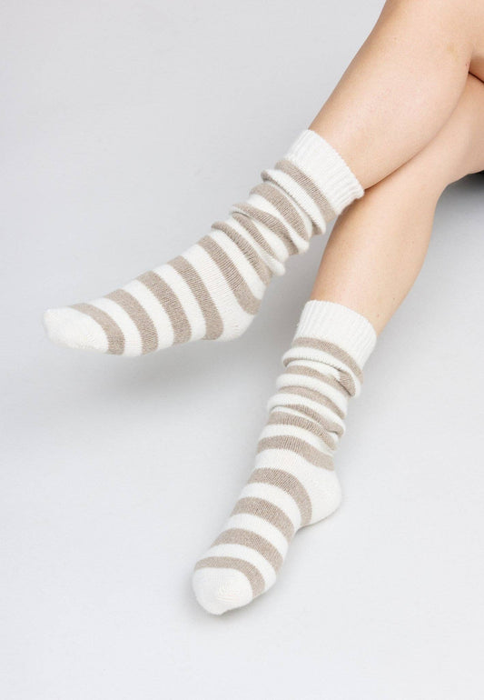 Polar socks stripe - ecru / taupe