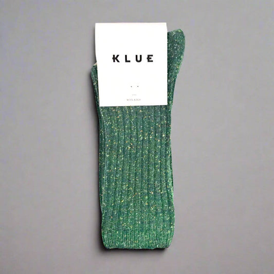 KLUE Silk and Wool DUST STAR socks | Dark Green