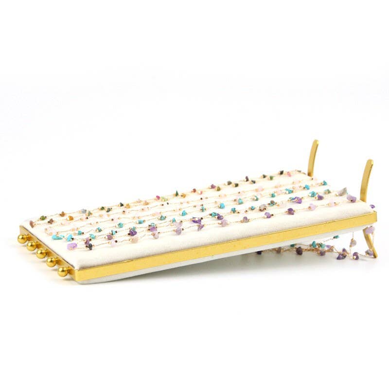 Vintage Inspired 2-Sided Velvet Jewelry Display Panel Stand