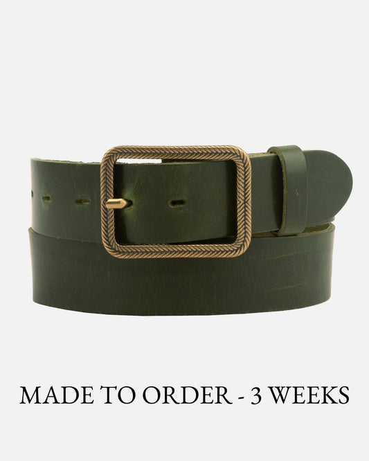 Hedy | Vintage Gold Buckle Leather Belt