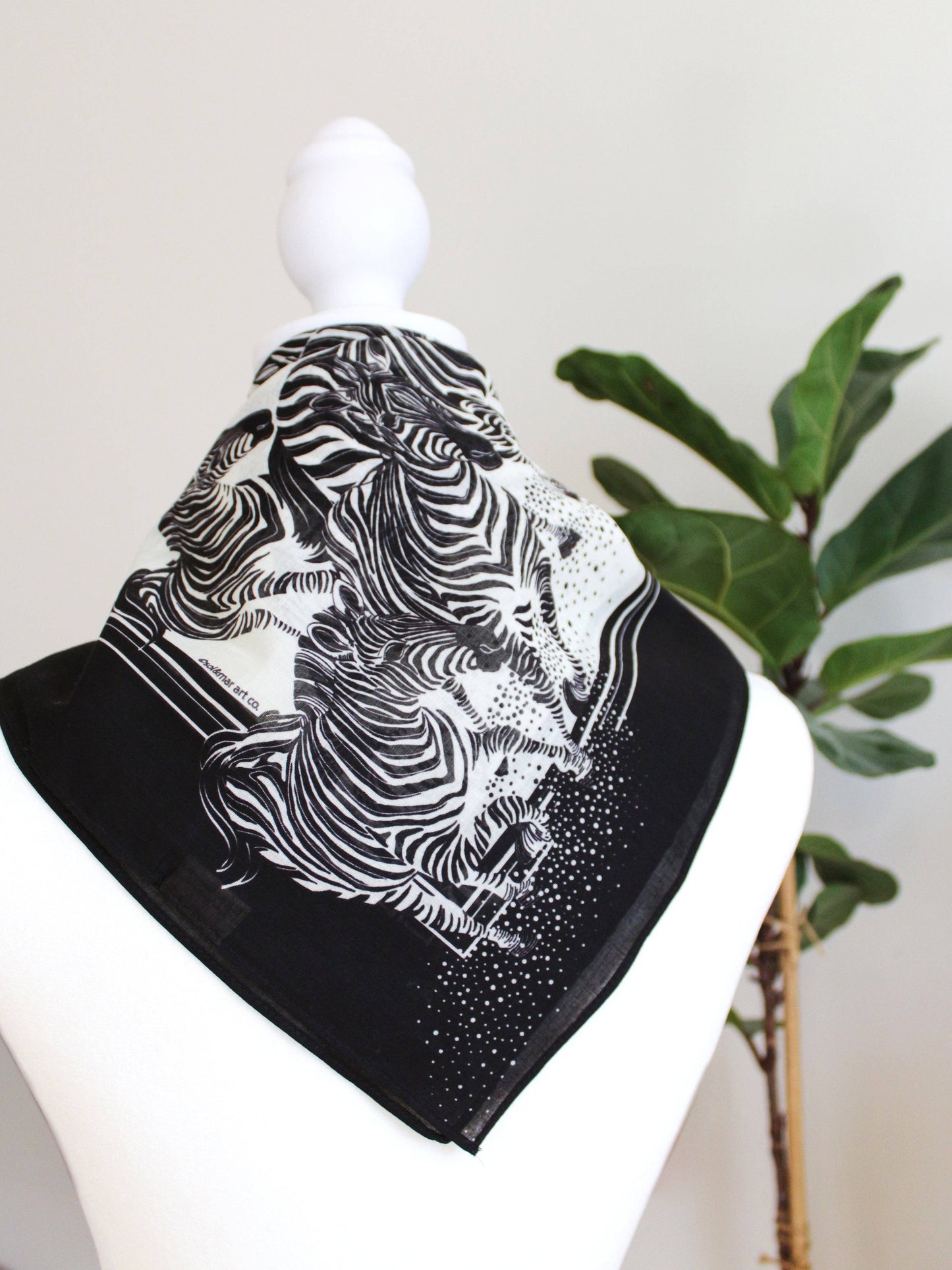 Zebra, "New Beginning" Bandana Scarf (B&W)