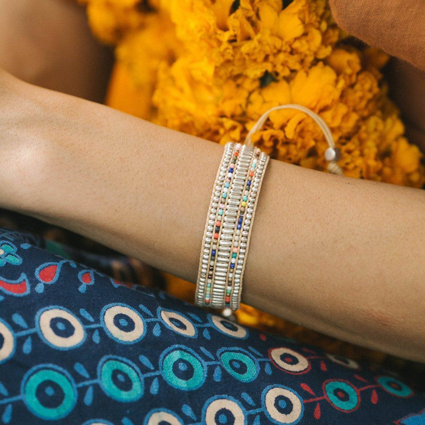 Darjeeling Beaded Bracelet - Silver DBBS
