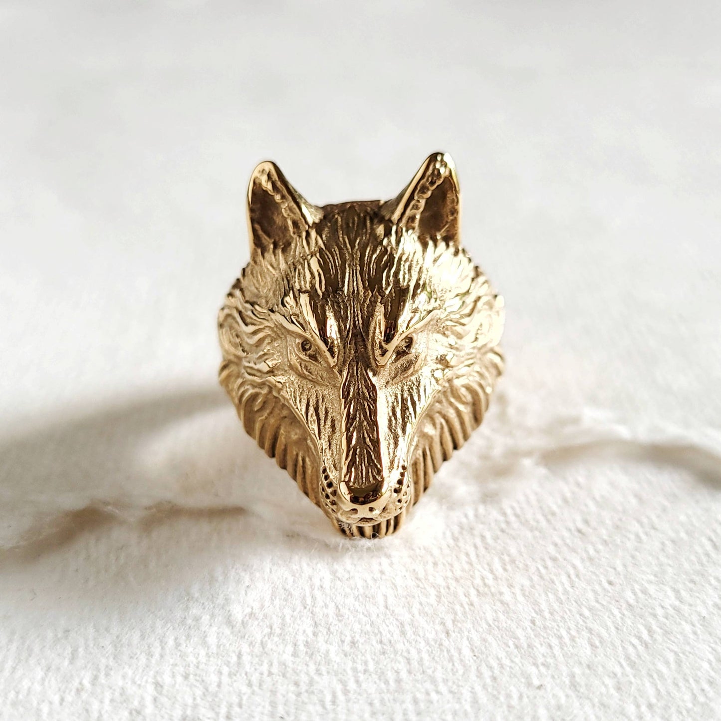 Wolf dog fox canine animal ring gold plated bold #BX11