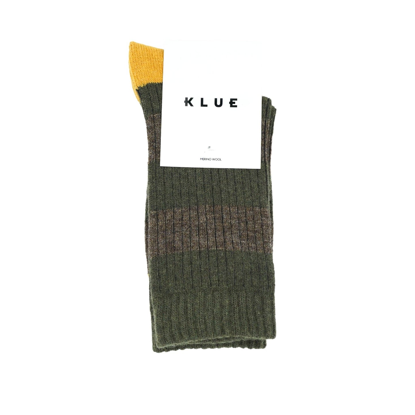 KLUE Merino Wool socks with Stripes | Khaki and Yellow