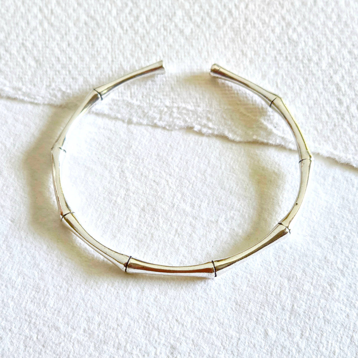 Silver bamboo classic handcast cuff bracelet