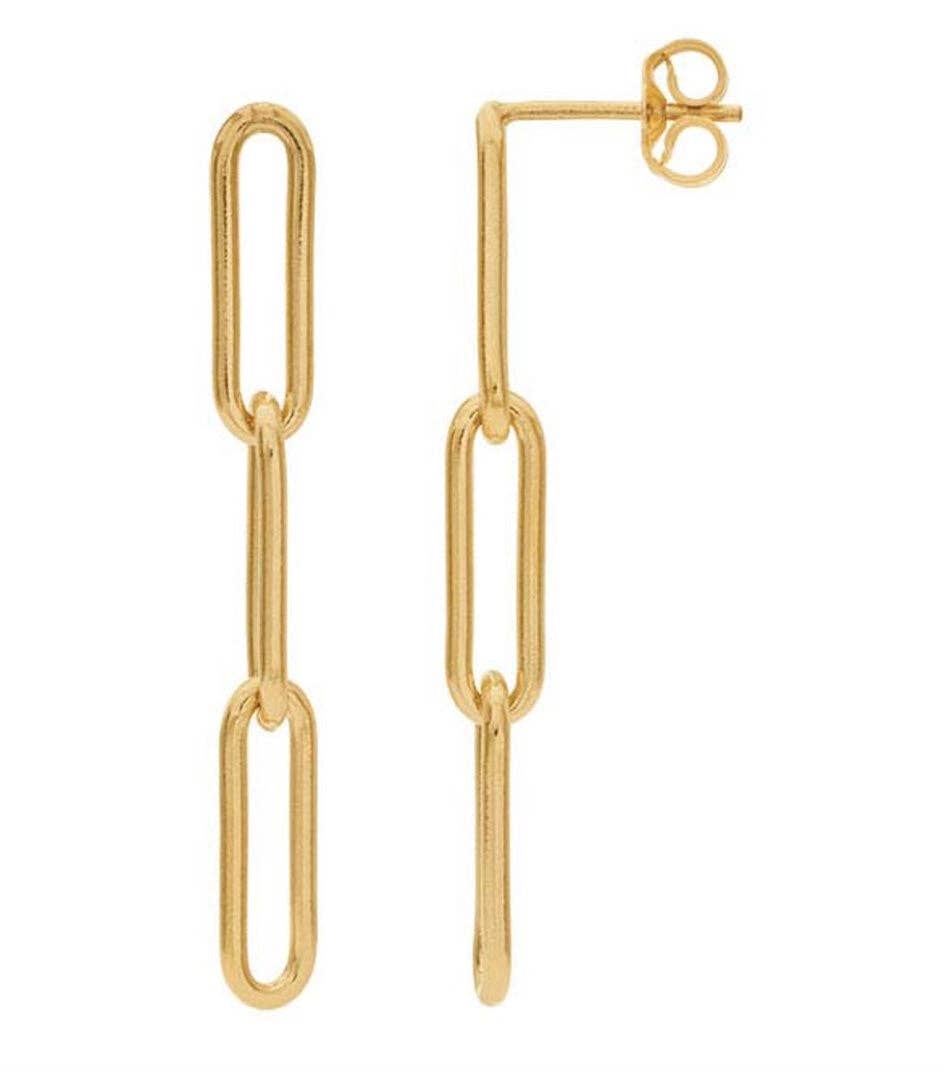 3 Link Paperclip Chain Gold-Filled Stud Earrings - 3LE