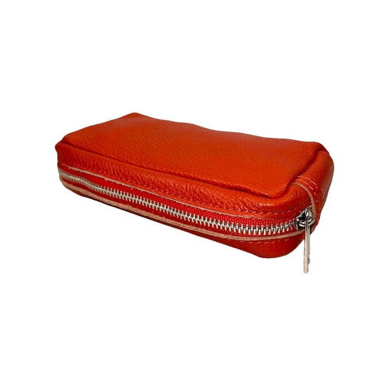 Women's High Quality Zippered Leather Toiletry Bag on Sale