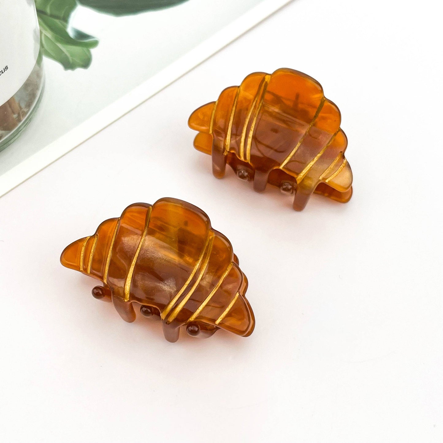 Mini Cute Croissant Hair Claw Clip