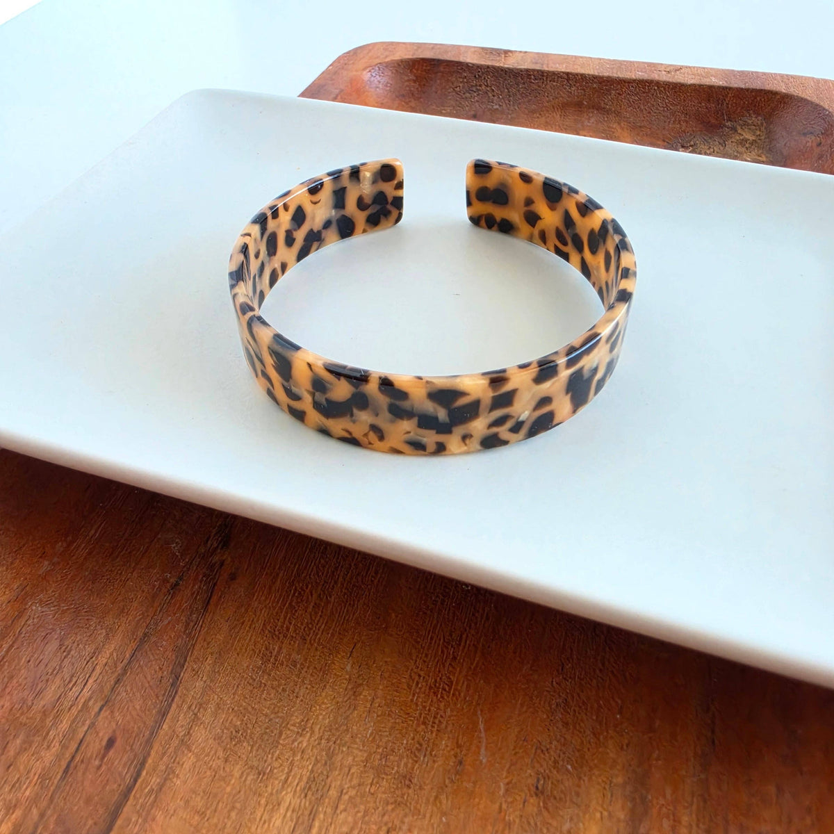 Brynn Bracelet - Cheetah - Standard // Acrylic Cuff Bangle