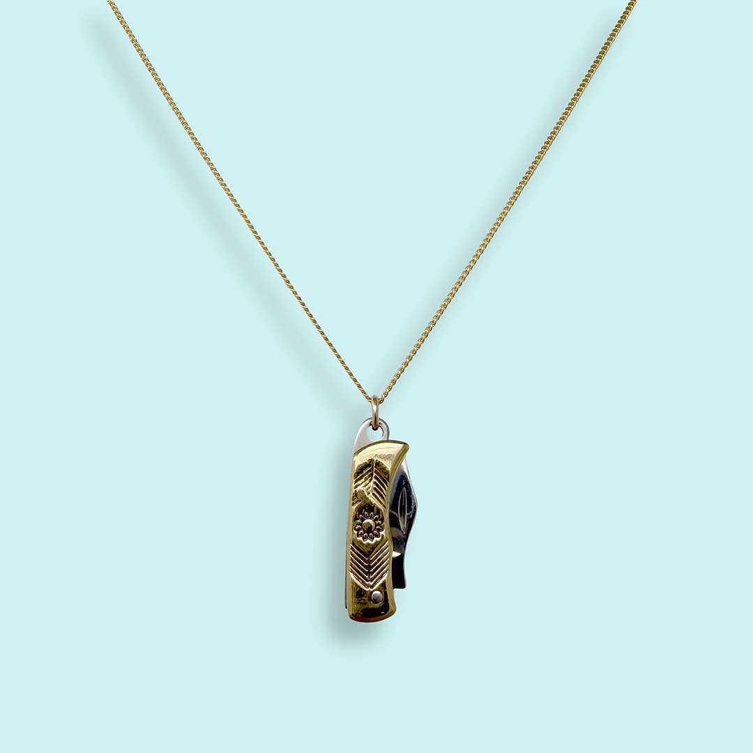 Gold Wildflower Knife Necklace