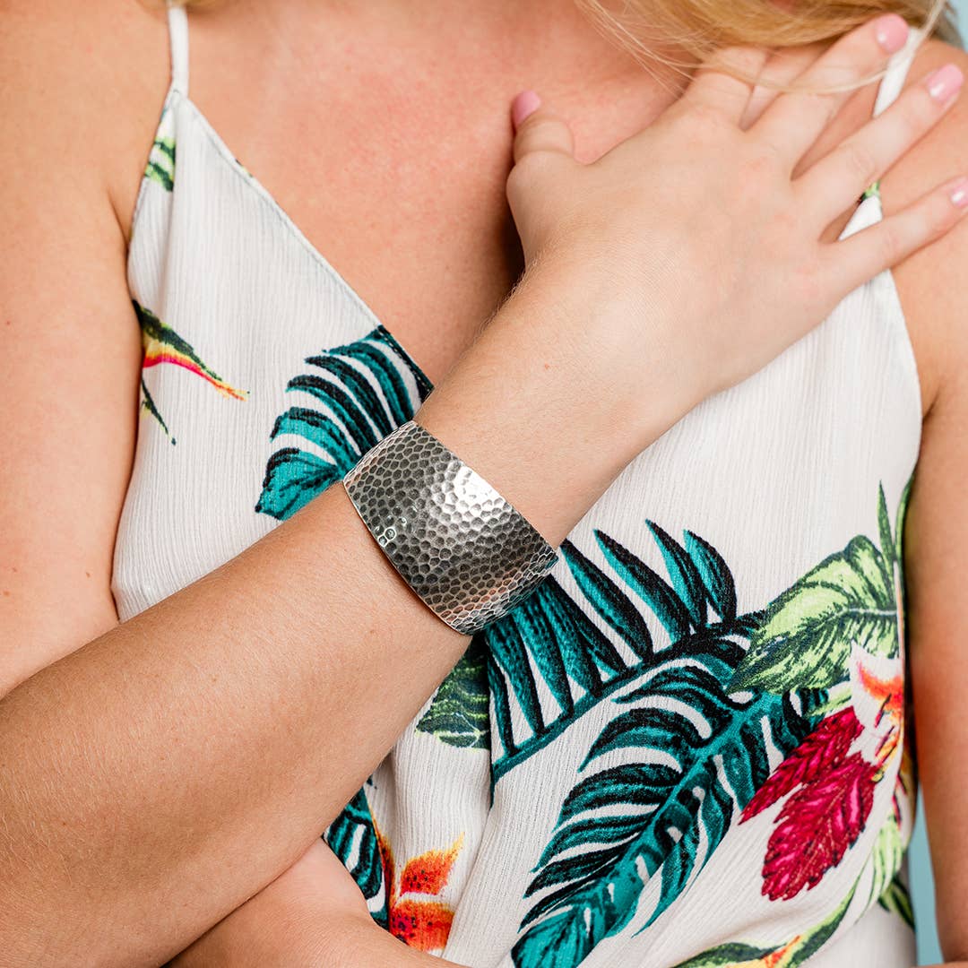 Silver Hammered Cuff Bracelet