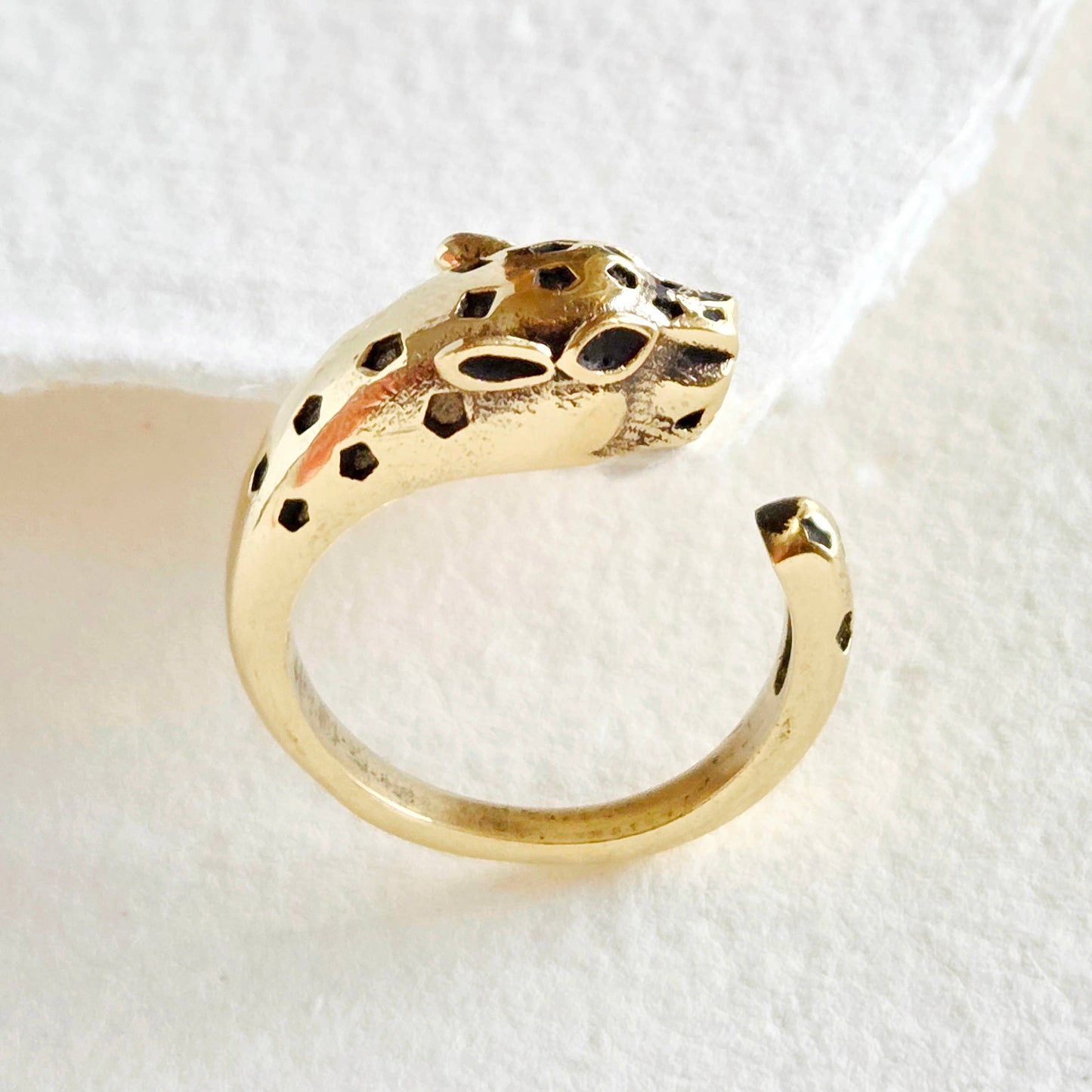 Brass tiger panther animal ring adjustable nature jewelry
