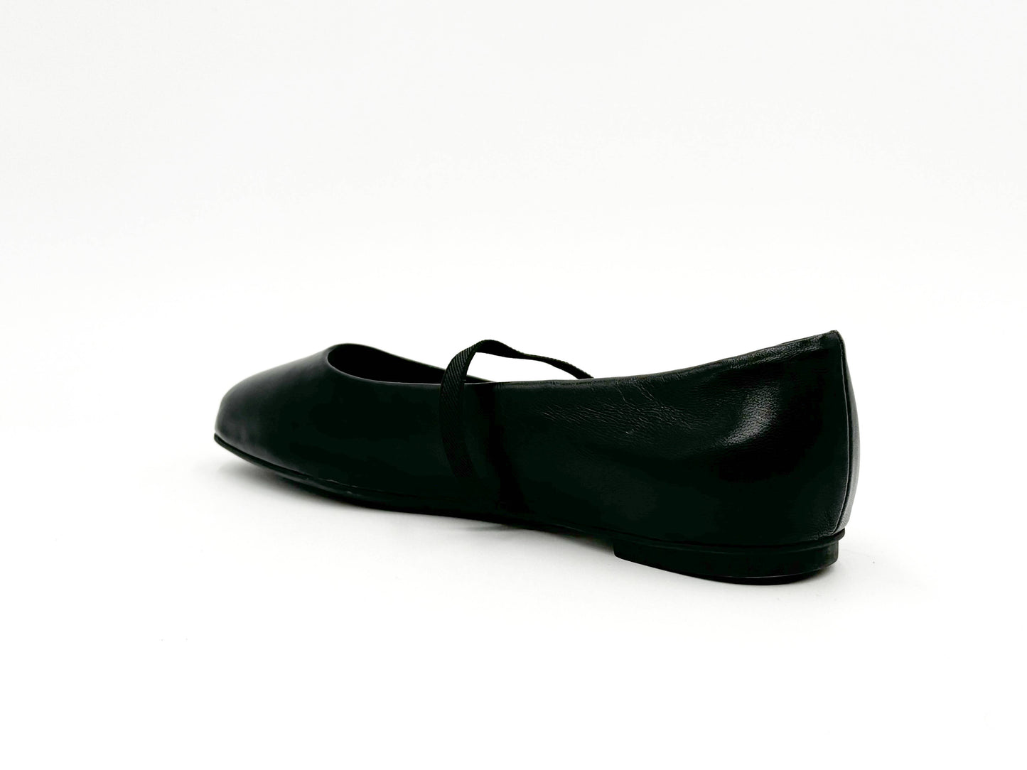 Mary Black Leather Mary Jane Flats - Black