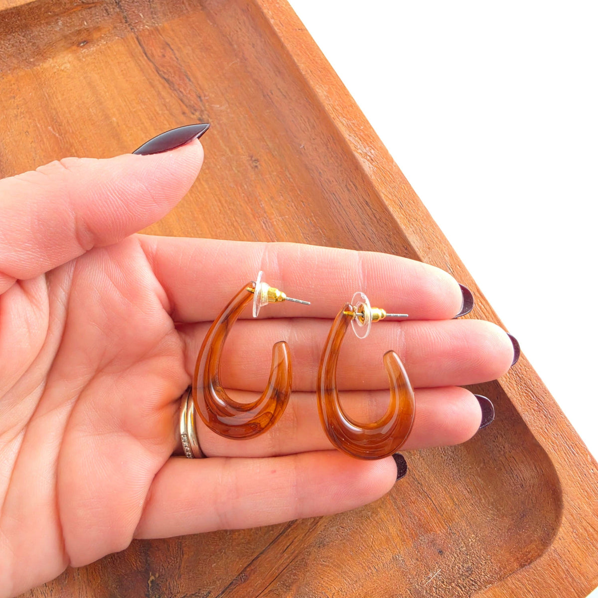 Julie Hoops - Amber // Fall, Resin, Jewelry, Earrings