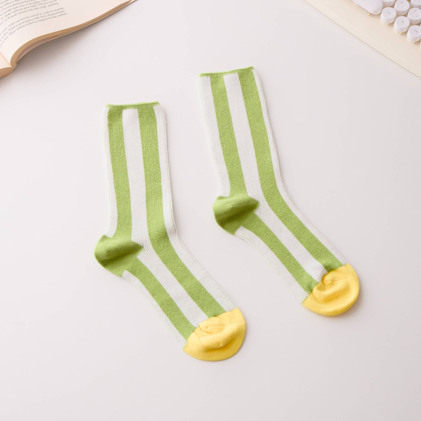 Cotton Striped Crew Socks – Contrast Toe