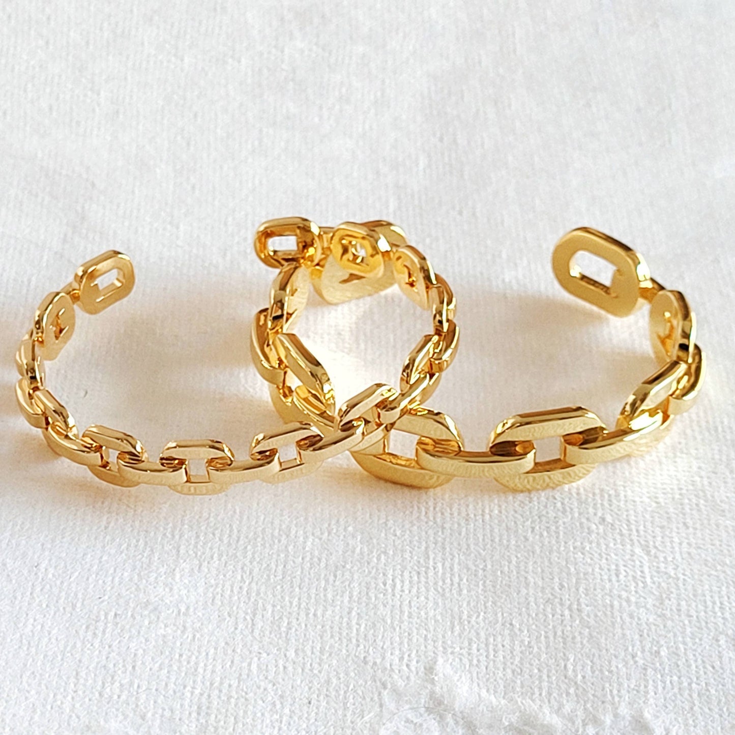 Gold plated 18k links cuff bangle bracelet #BX04