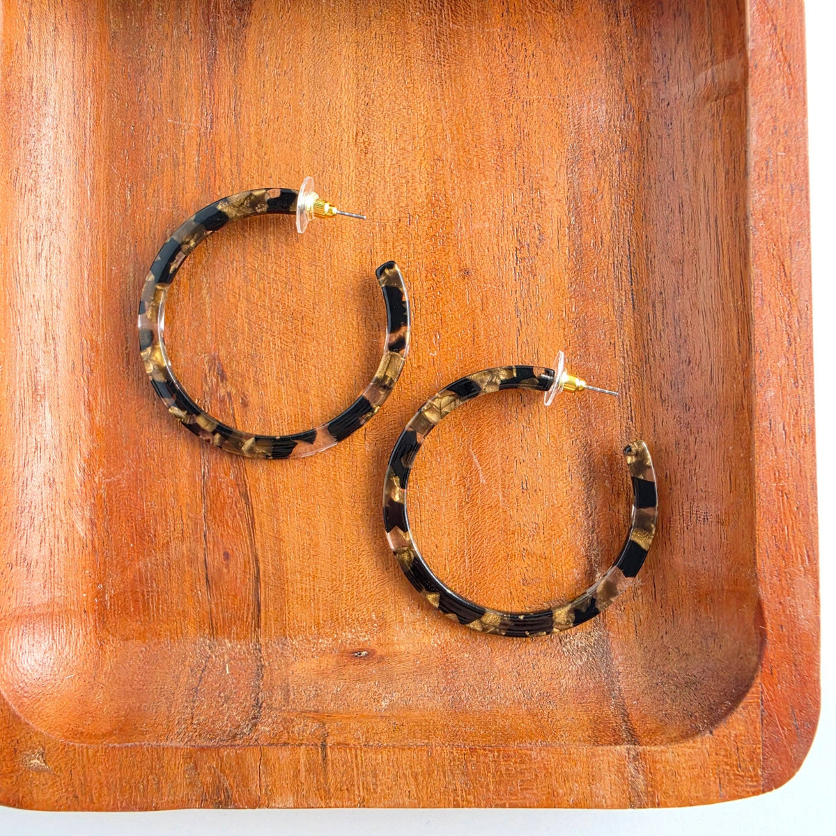 Cameron Hoops - Black & Bronze // Fall, Holiday, Earrings