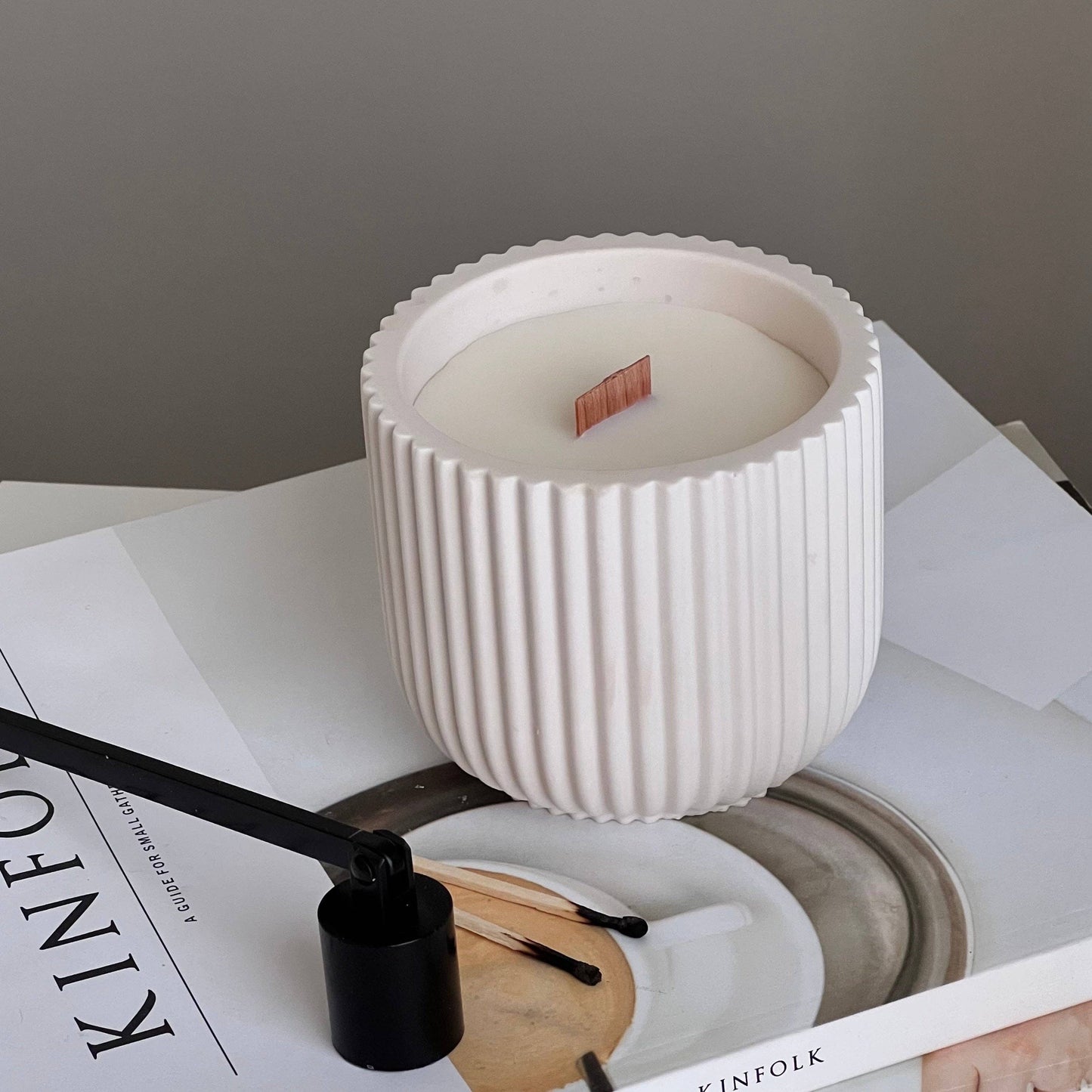 Ribbed Jar Soy Wax Wood Wick Candle