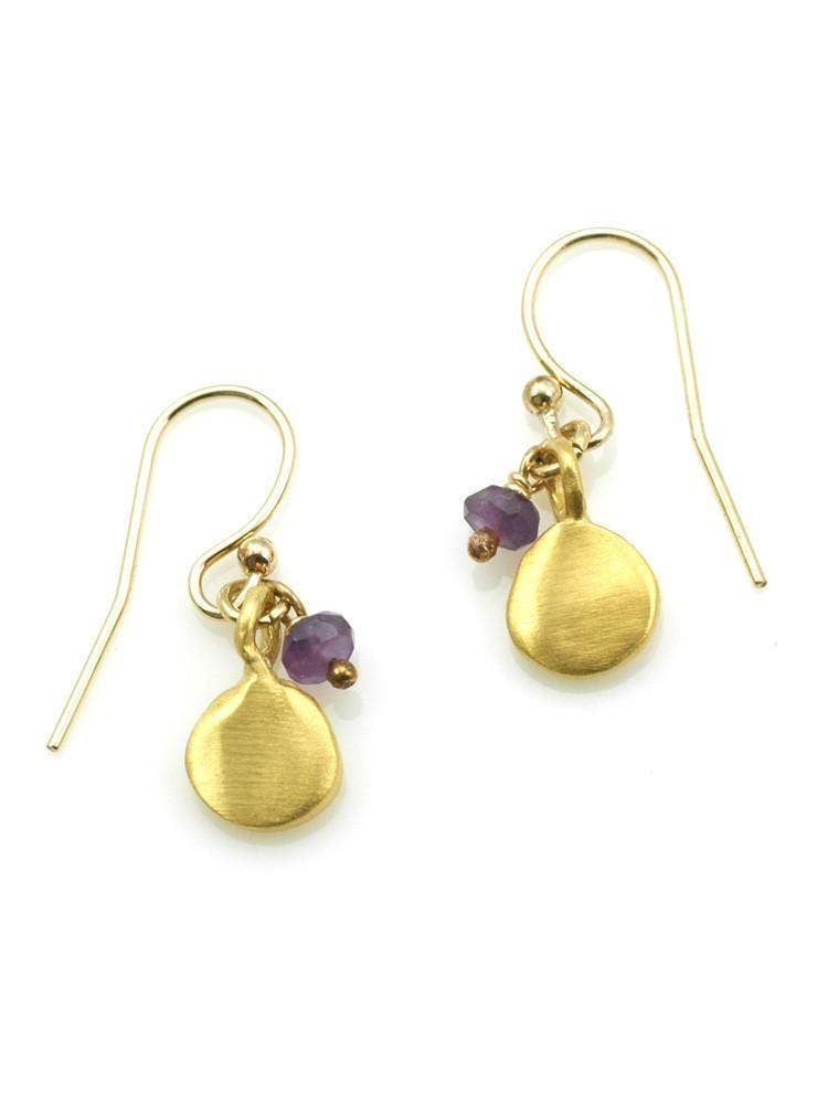 Small Tab with Little Stone Earrings in Silver or Vermeil