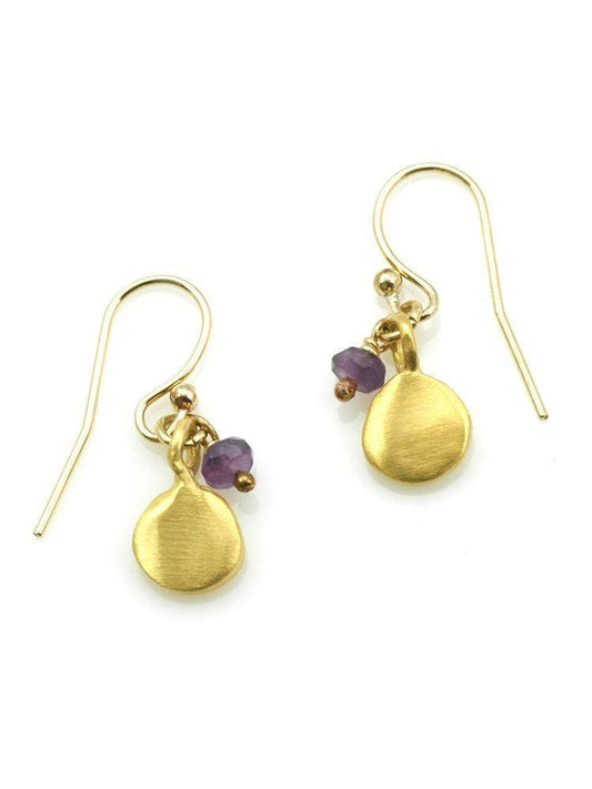 Small Tab with Little Stone Earrings in Silver or Vermeil