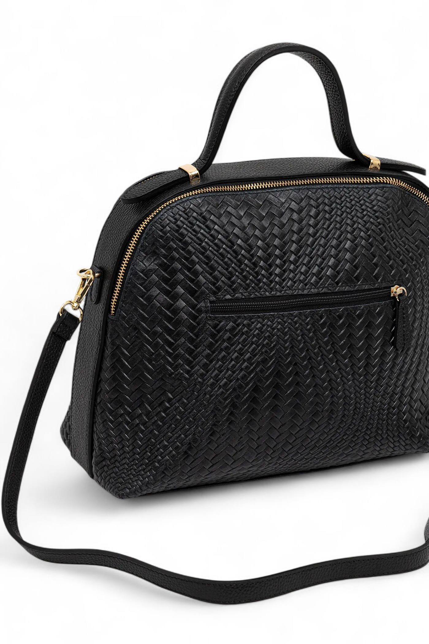 NOA Black Embossed Leather Handbag – Made in Italy