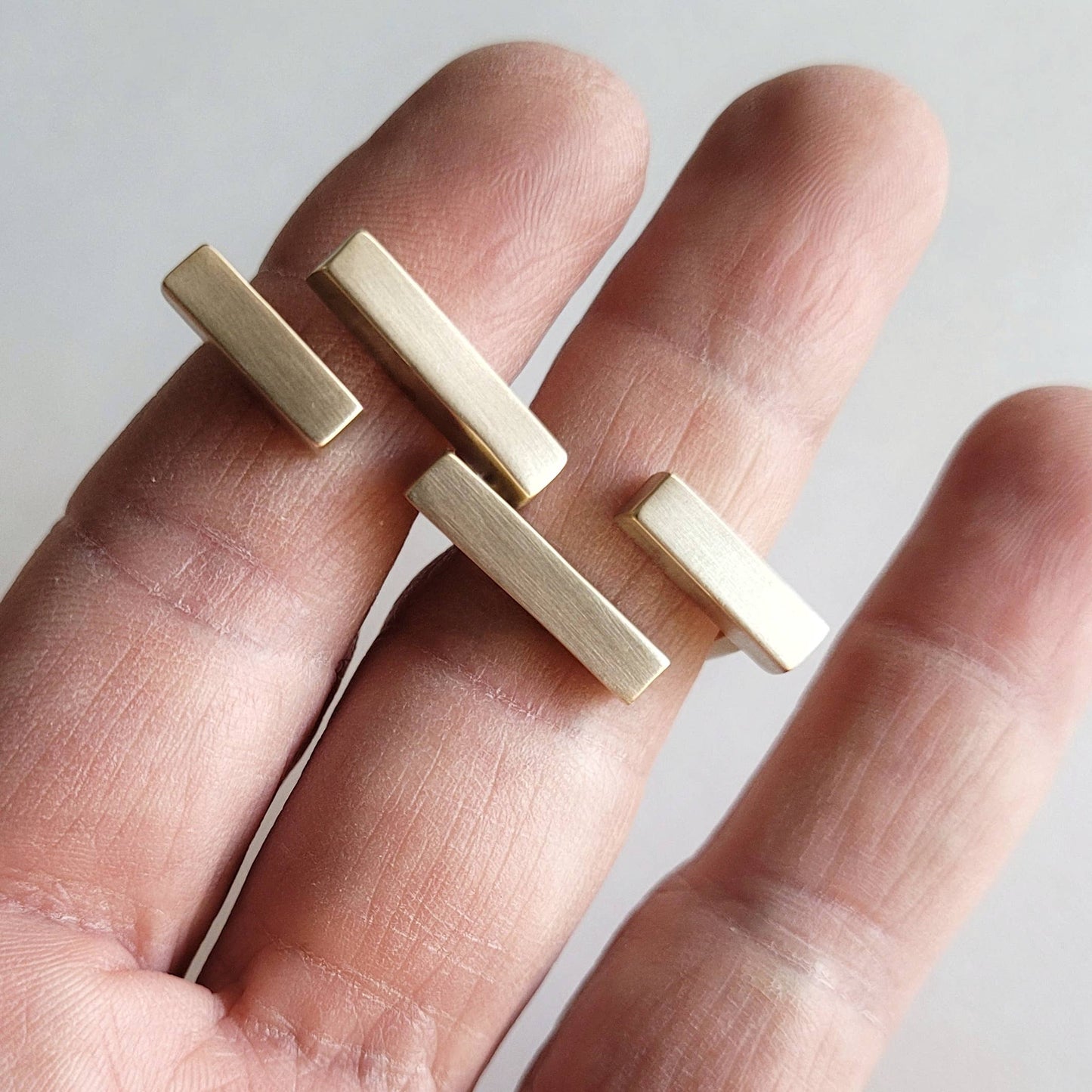 Modern brass rod ring handcrafted adjustable