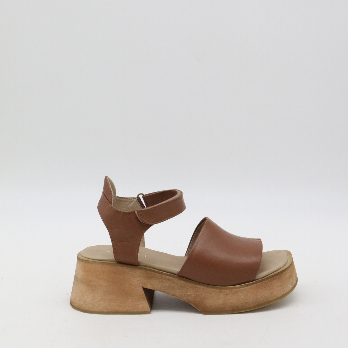 Tribe clog-inspired platform strap-on sandals in tan leather