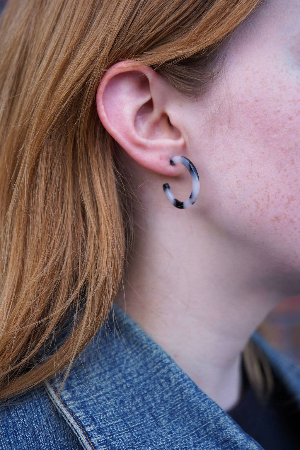 Cam Mini Hoops - Snow Tortoise // Jewelry, Earrings, Fall