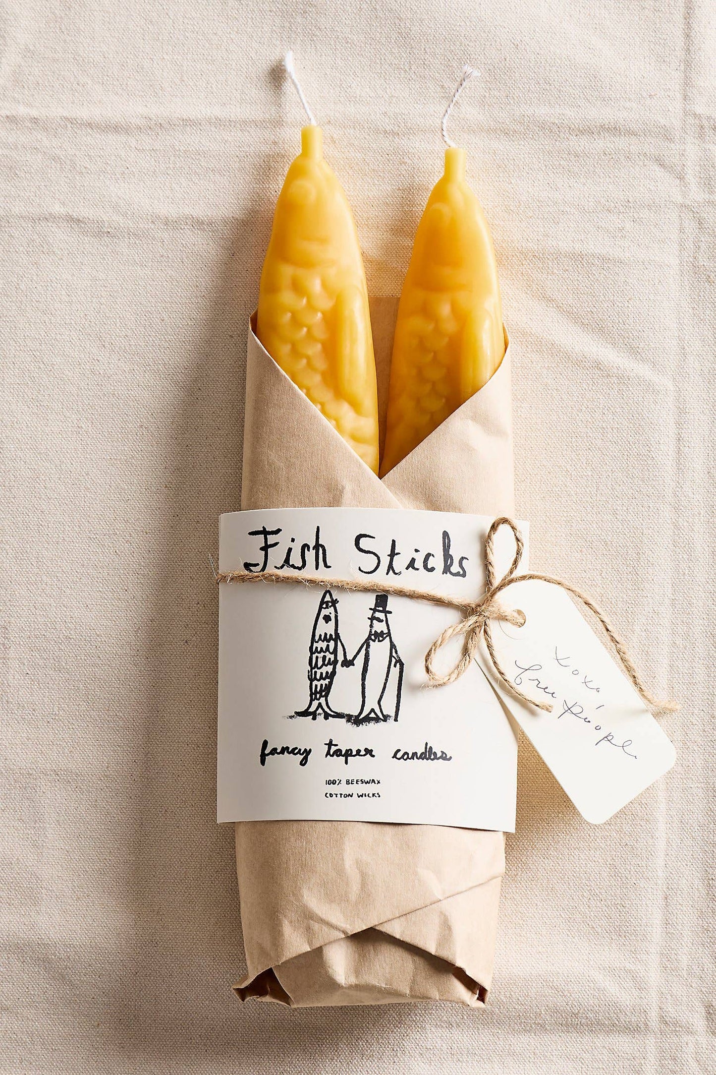 Fish Sticks-Handmade Fancy Beeswax Fish Shaped Taper Candles
