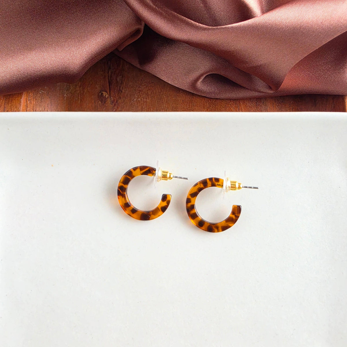 Micro Hoops - Amber Dot // Fall, Earrings, Jewelry, Acrylic