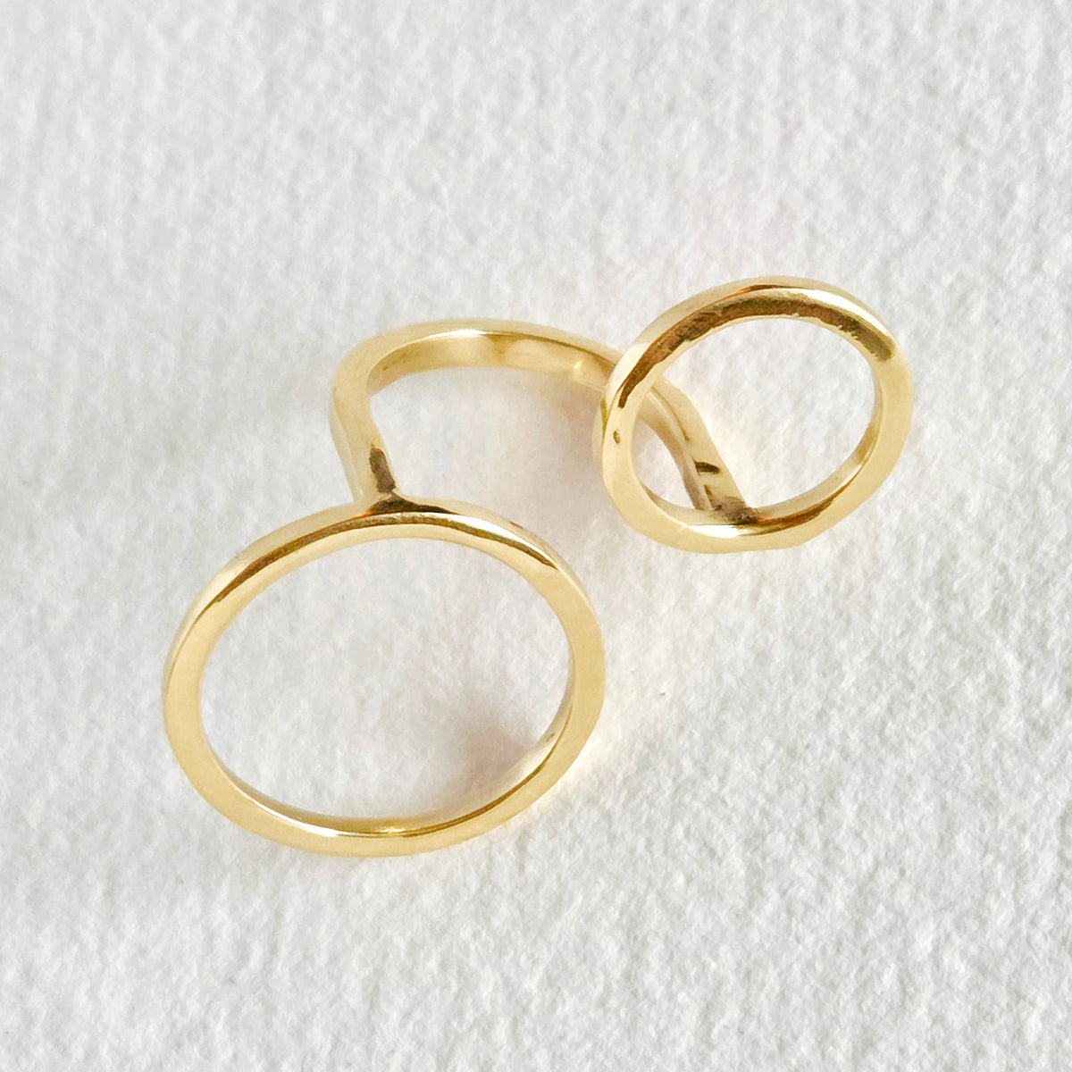 Brass ring open circle adjustable handmade double ring