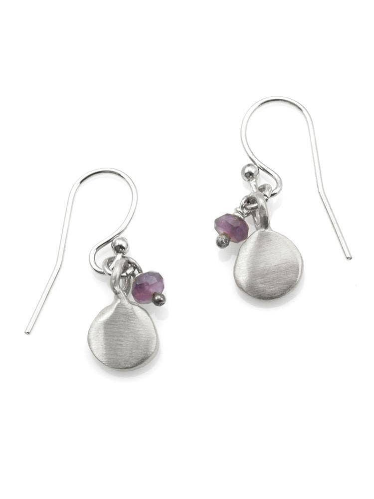 Small Tab with Little Stone Earrings in Silver or Vermeil