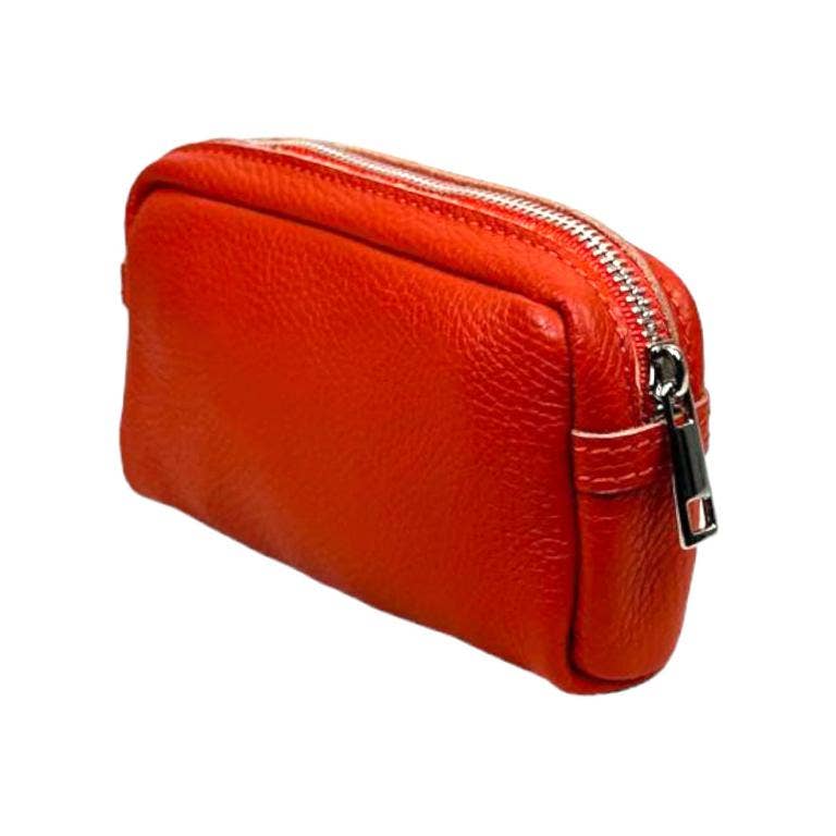 Women's High Quality Zippered Leather Toiletry Bag on Sale