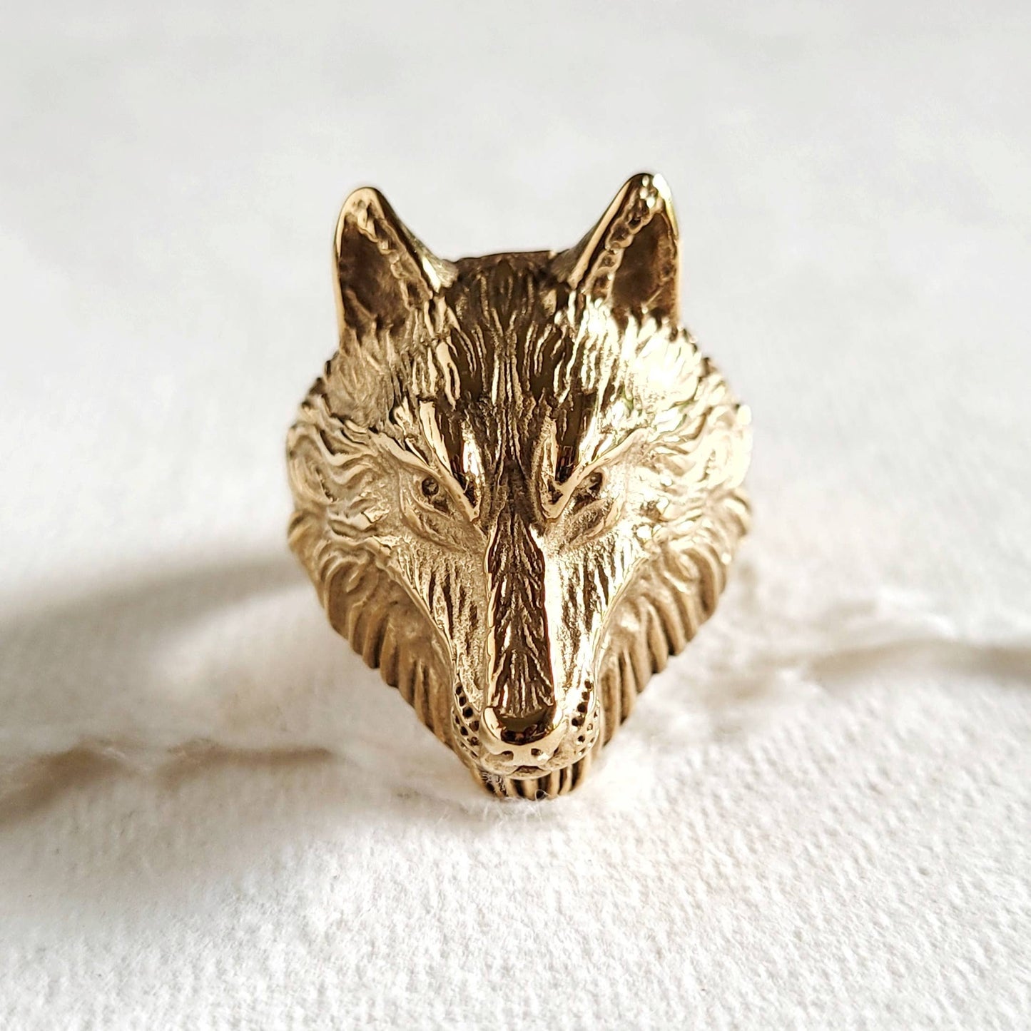 Wolf dog fox canine animal ring gold plated bold #BX11