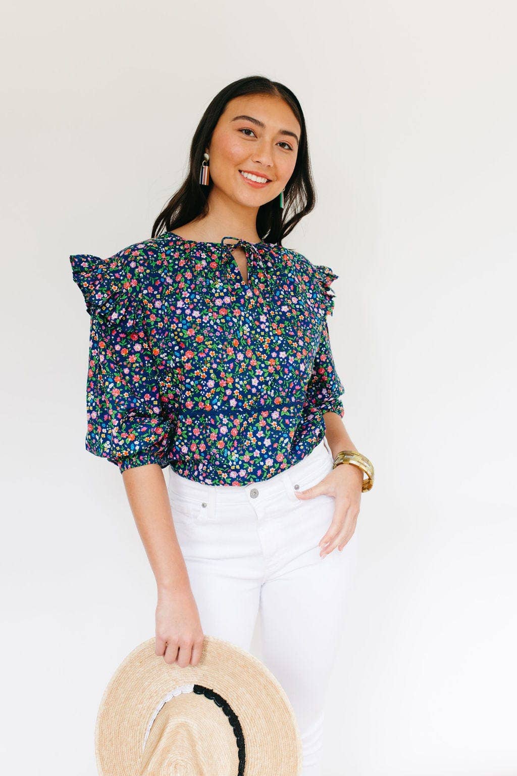 Navy Floral Naples Top