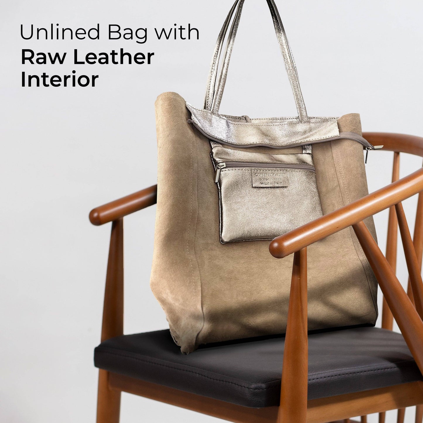 Italian Genuine Metallic Suede Tote Bag 201718
