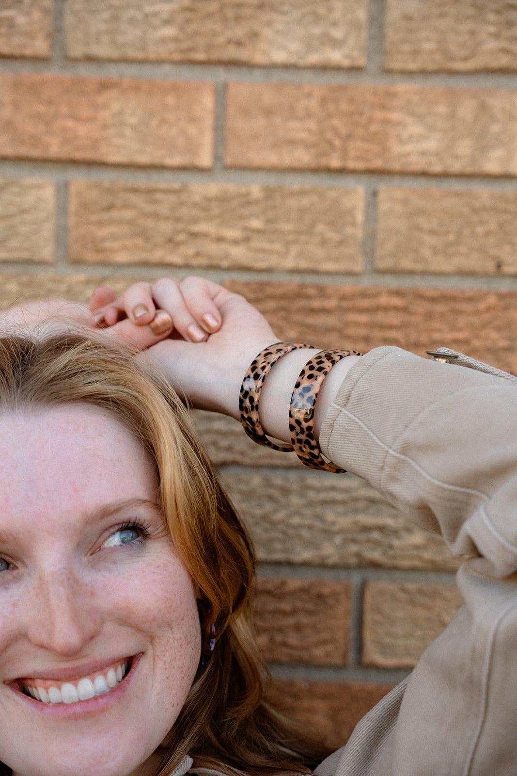 Brynn Bracelet - Cheetah - Standard // Acrylic Cuff Bangle