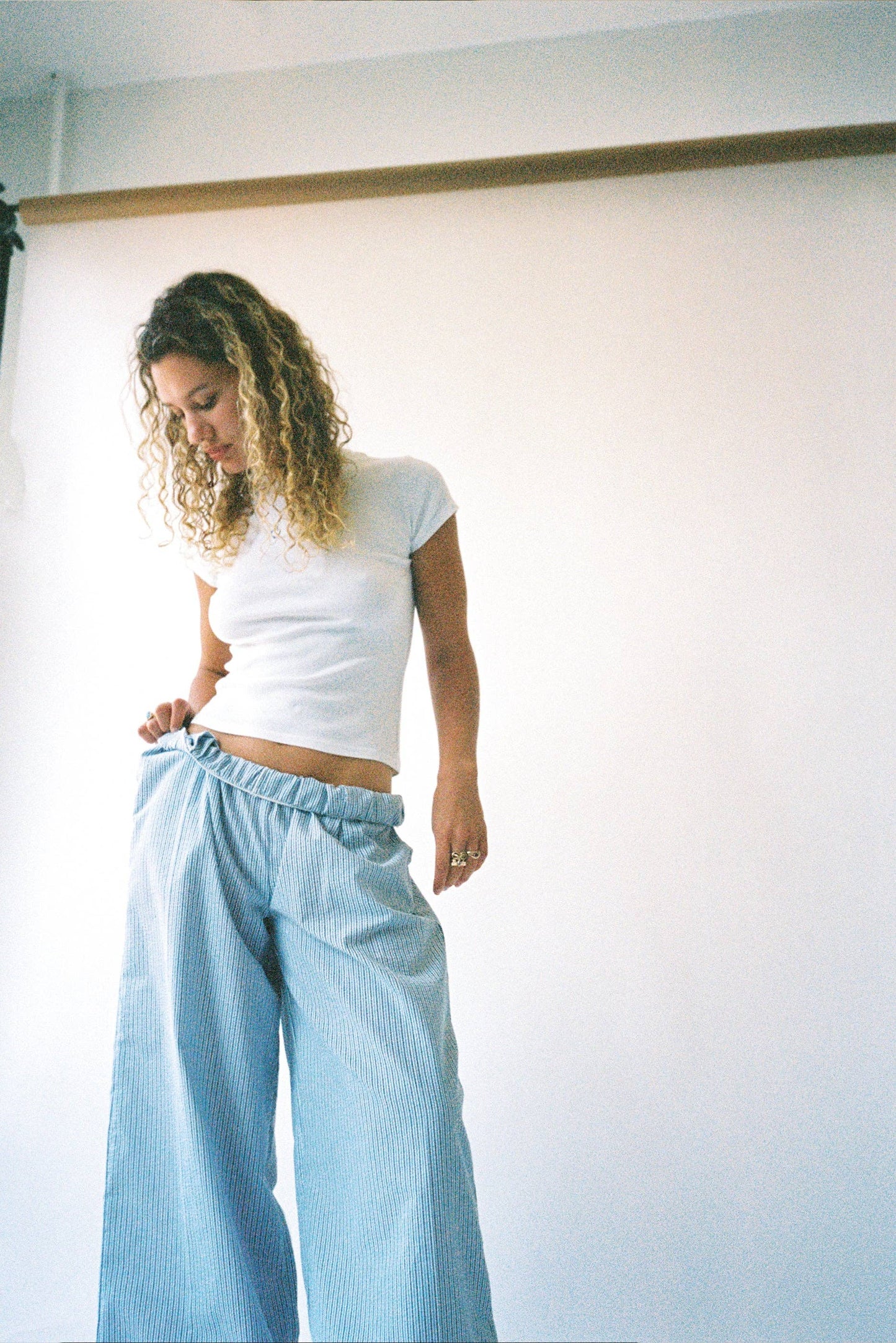 Organic Cotton Laguna Seersucker Wide Leg Pant