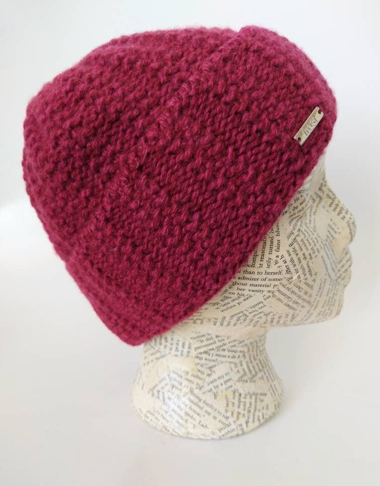 Rolled Cuff Cashmere Chunky Knit Beanie Warm Winter Hat