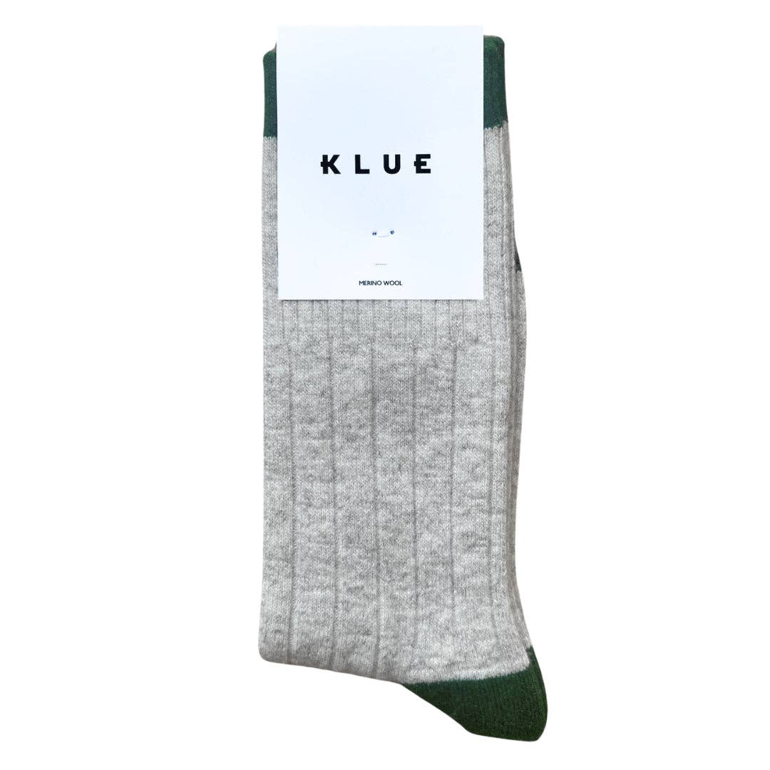 KLUE merino wool banded socks | Sand and green