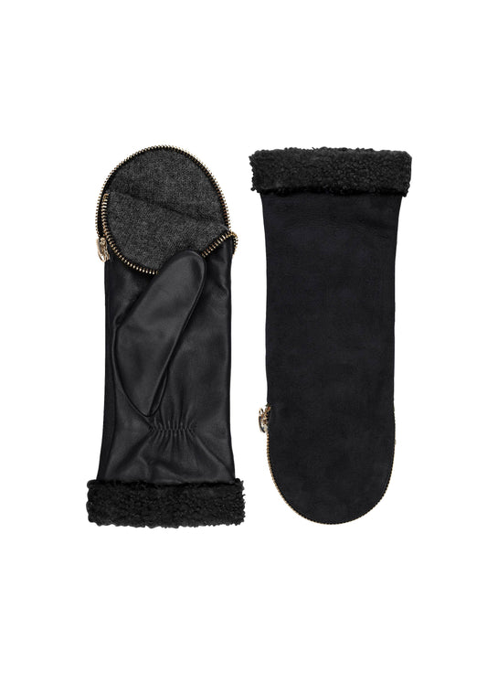 (L231) Shearling Cuff Suede Back Zipper Women's Gloves