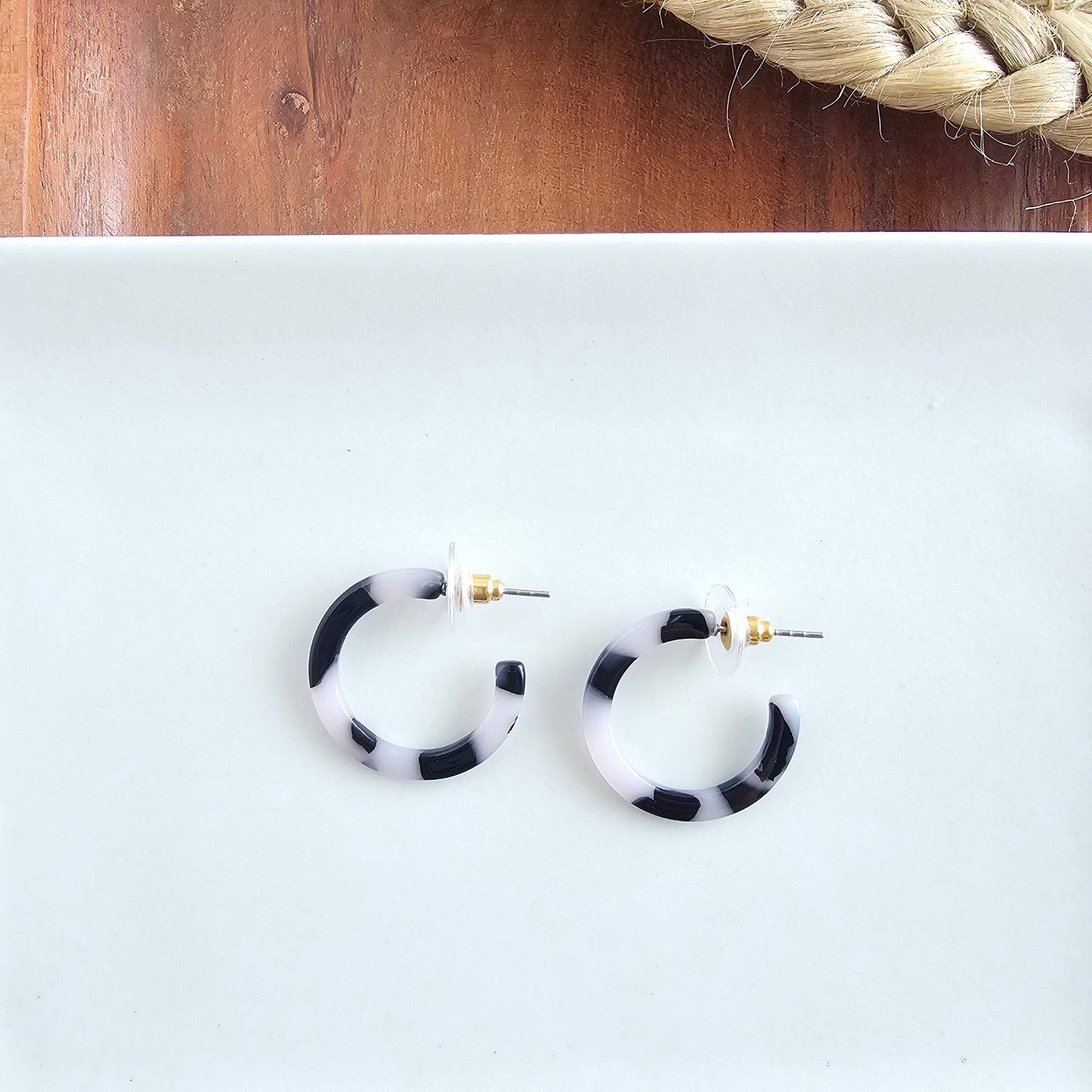 Cam Mini Hoops - Snow Tortoise // Jewelry, Earrings, Fall