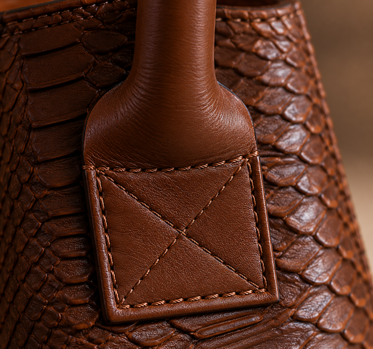 LOLA – Italian Python-Embossed Leather Bag – Brown