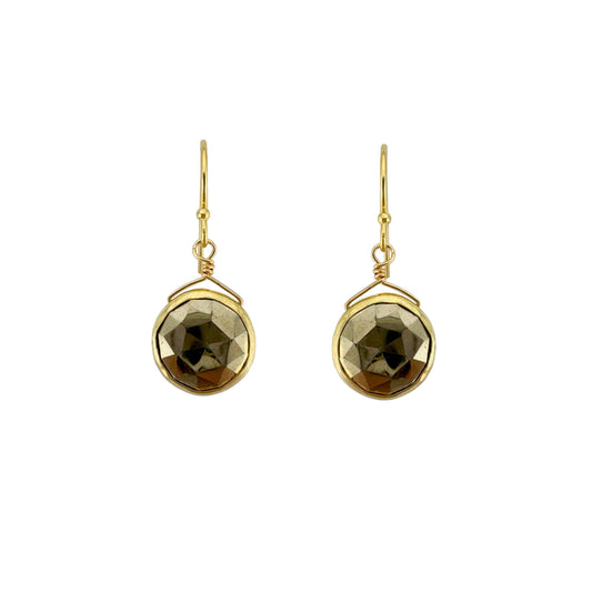 Pyrite Coin Earrings in Silver or Vermeil