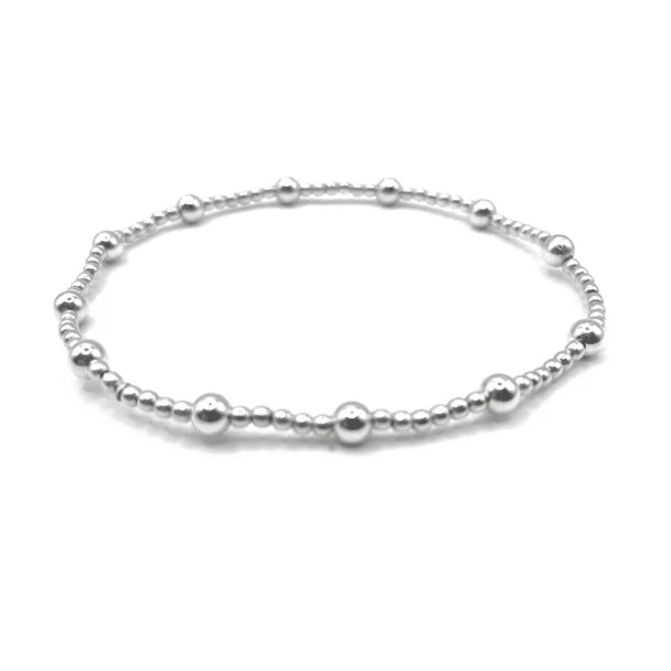 2mm Sterling Silver Waterproof Karma bracelet (with twelve 4mm) TQ7